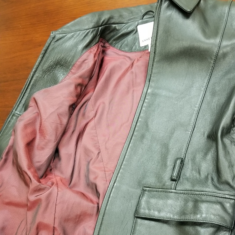 Anne Klein butter leather black jacket